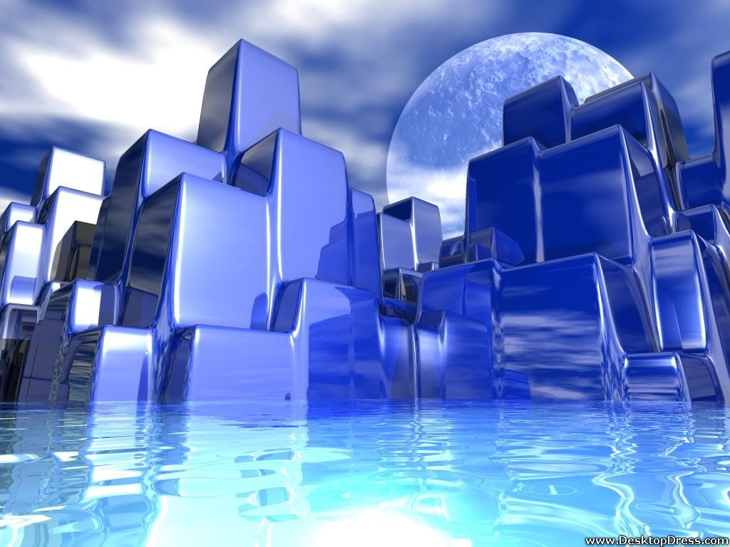 Desktop Wallpapers » 3D Backgrounds » Blue Mountain Cubes » www ...